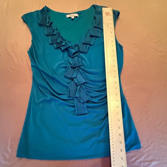 Classiques Entier Teal Sleeveless Silk Blend Ruffle Top Size Large MSRP $225 - Picture 7 of 8